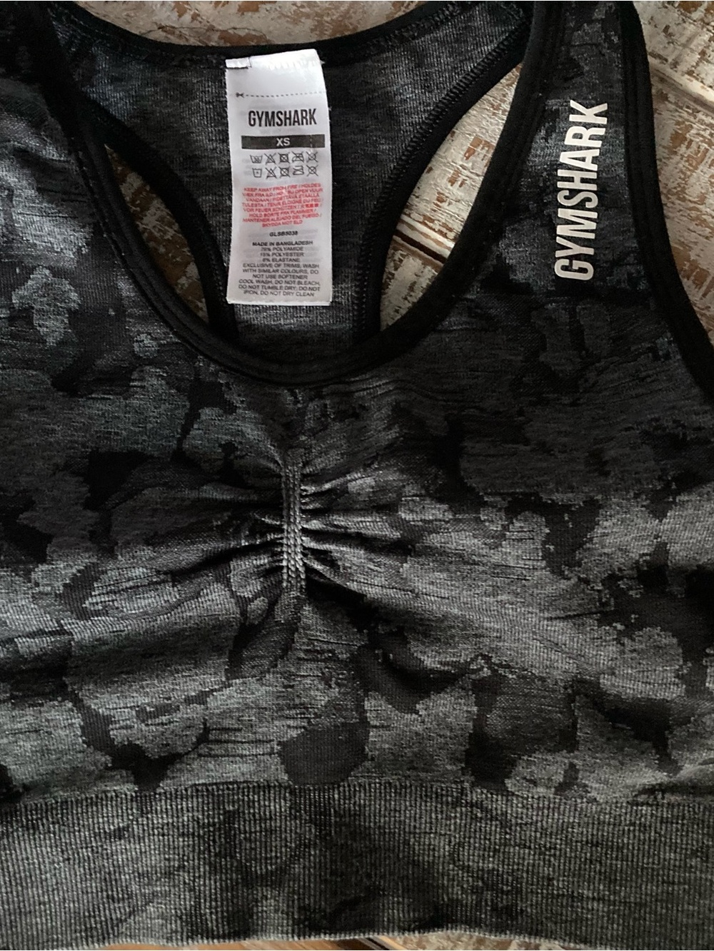 Gymshark Black Camouflage Seamless Sports Bra